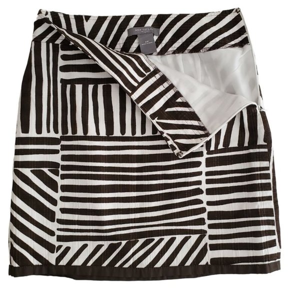 Ann Taylor Tribal Mudcloth Print Textured Mini Skirt | NWOT | 00P | Brown White - Picture 5 of 14